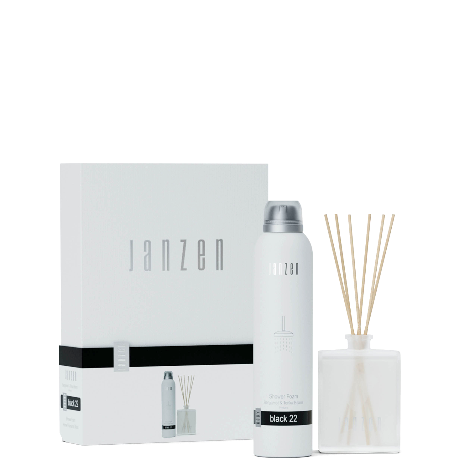 Geschenkset Zwart 22 | 200ml schuim & 100ml diffuser | Janzen