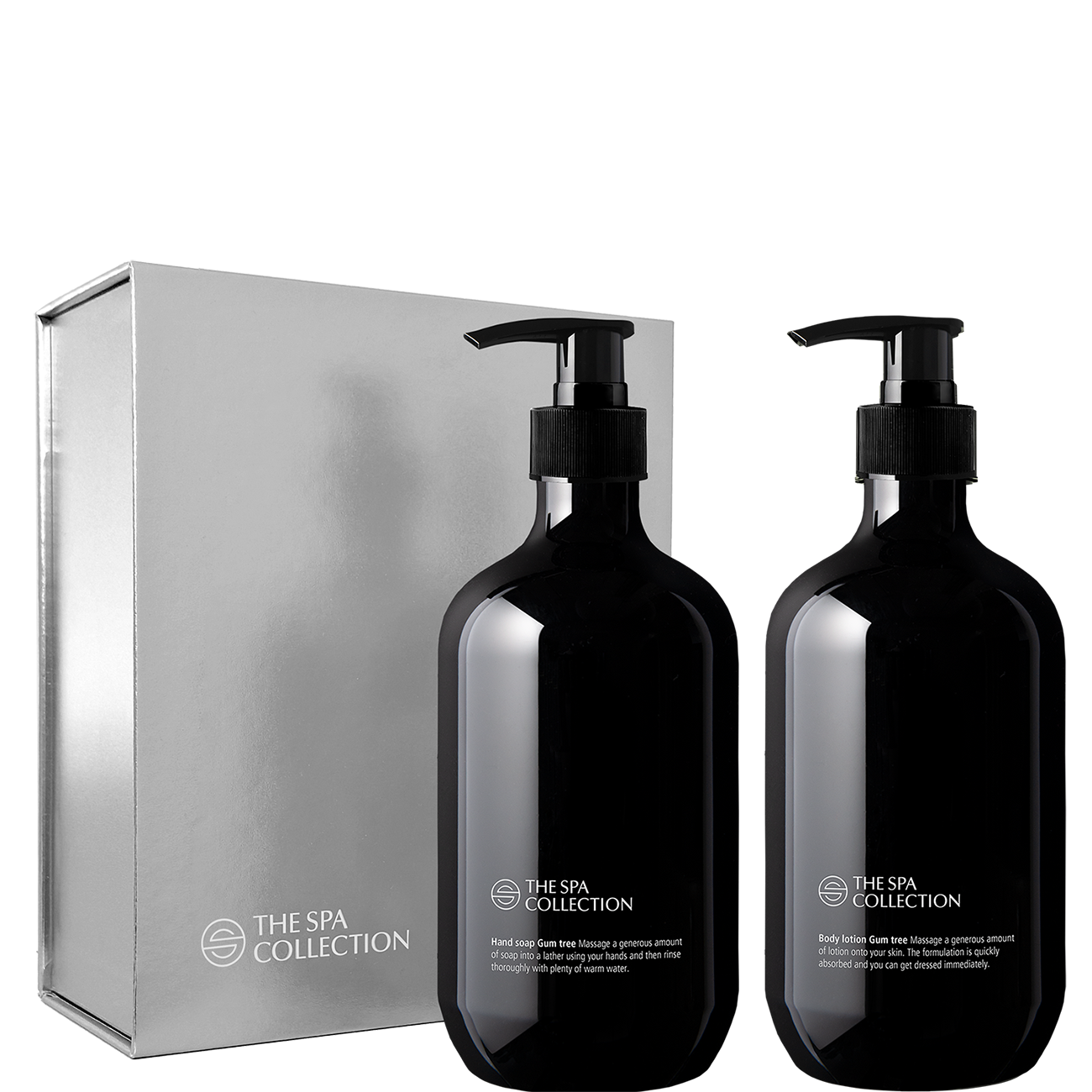 Luxe zilveren geschenkdoos | Handzeep & bodylotion 475 ml | The Spa Collection Gum Tree