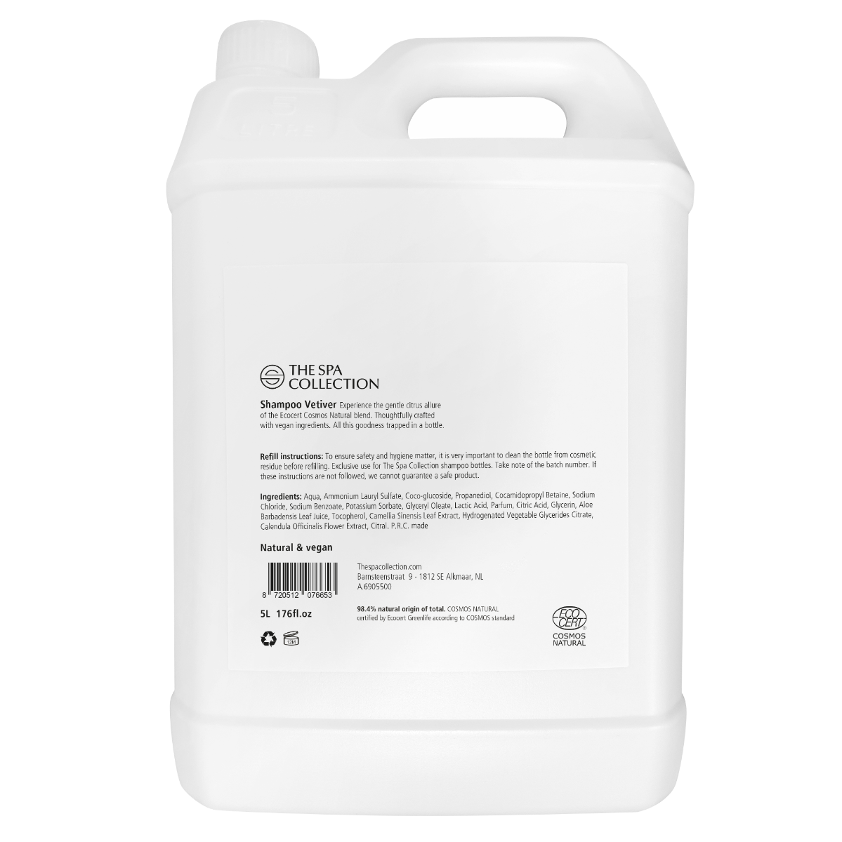 Vetiver shampoo | 5 liter jerrycan | The Spa Collection | Ecocert Cosmos Natural