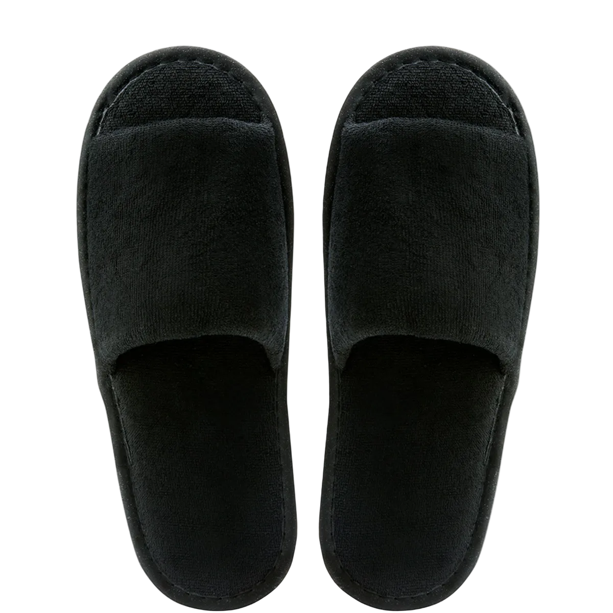 Badslipper open teen zwart - Verpakt in papieren band (Doos van 100 stuks)